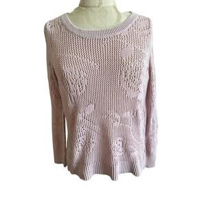 Studio Works Blush Pink Knit Rose Sweater Medium